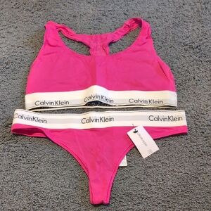 Calvin Klein Pink Bra and Thong Set